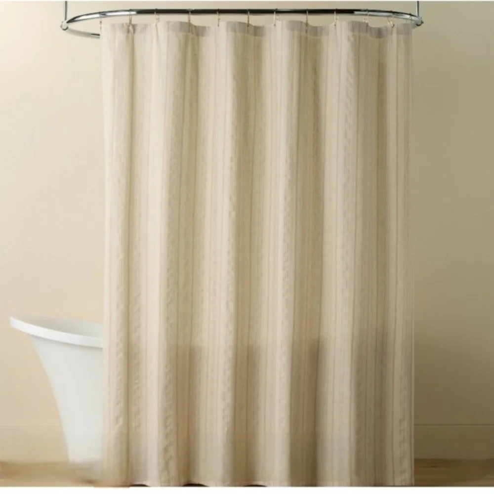 Hearth & Hand With Magnolia Vertical Stripe Shower Curtain Beige/Blush